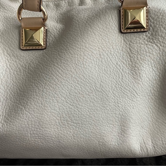 MICHAEL KORS Pebbled Leather Satchel Bag GRAYSON Handbag Monogram WHITE - Picture 12 of 12